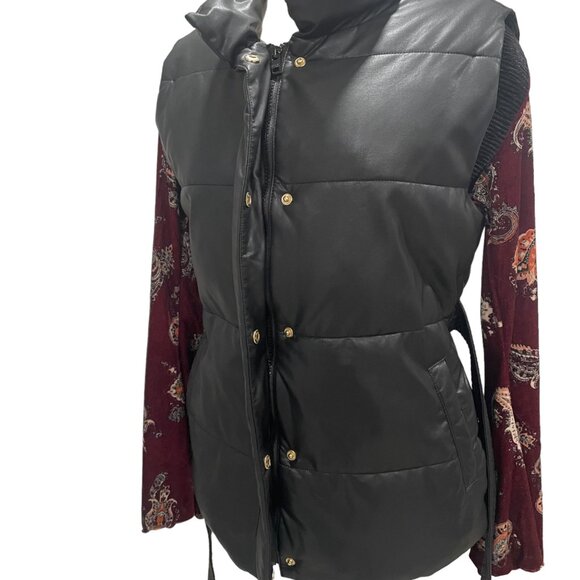 Marc New York Women's Black Puffer Vest Belted Sleeveless S Winter Urban Chic - Picture 10 of 10